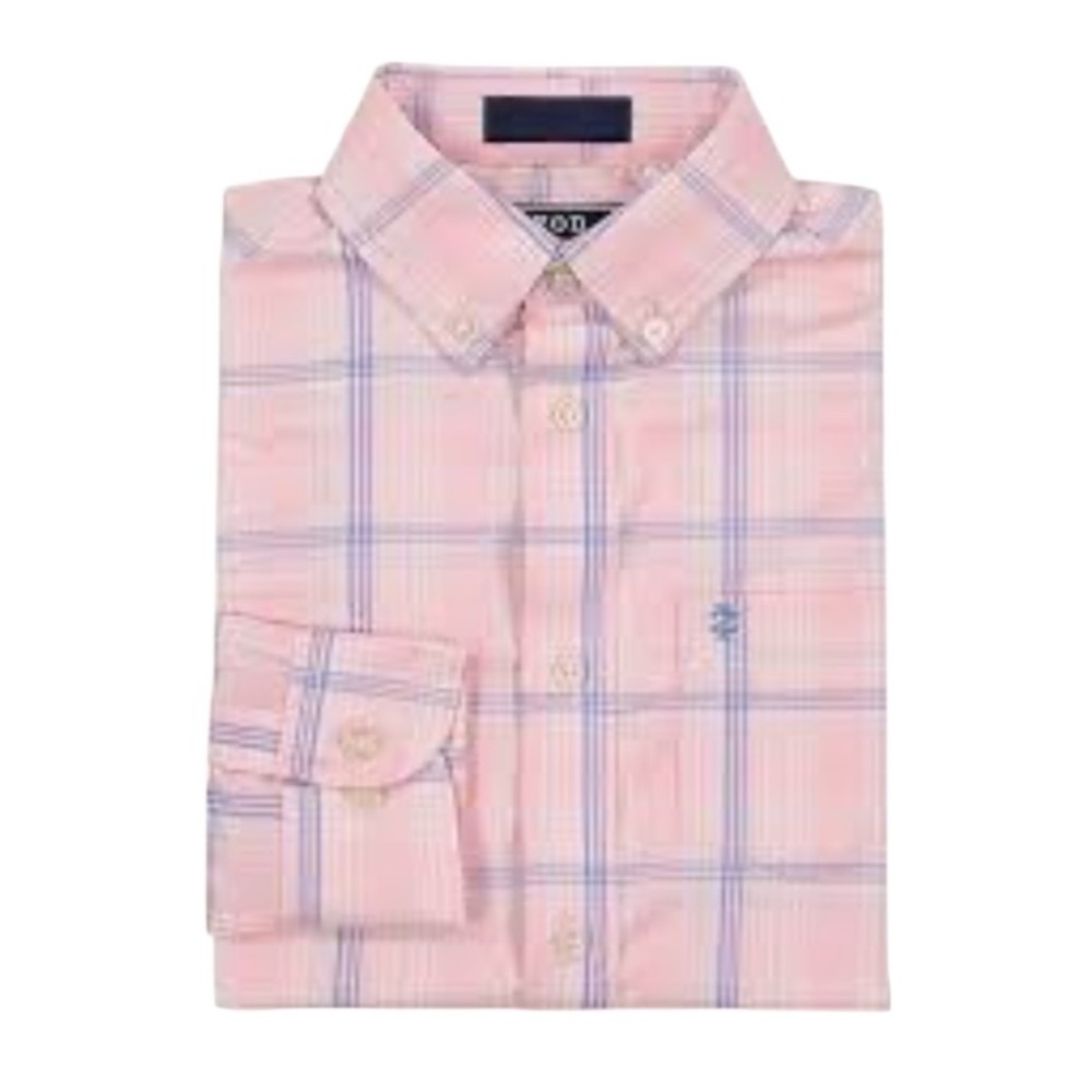 NWT Izod Boys “Untucked Length” Button Down Shirt Stretch Easter Spring Summer